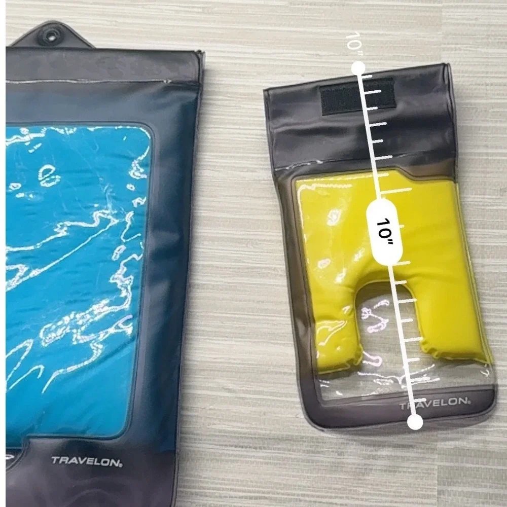 Travelon Waterproof Floating Pouch Set 2pc Blue Yellow Phone Tablet Dry Bag Case
